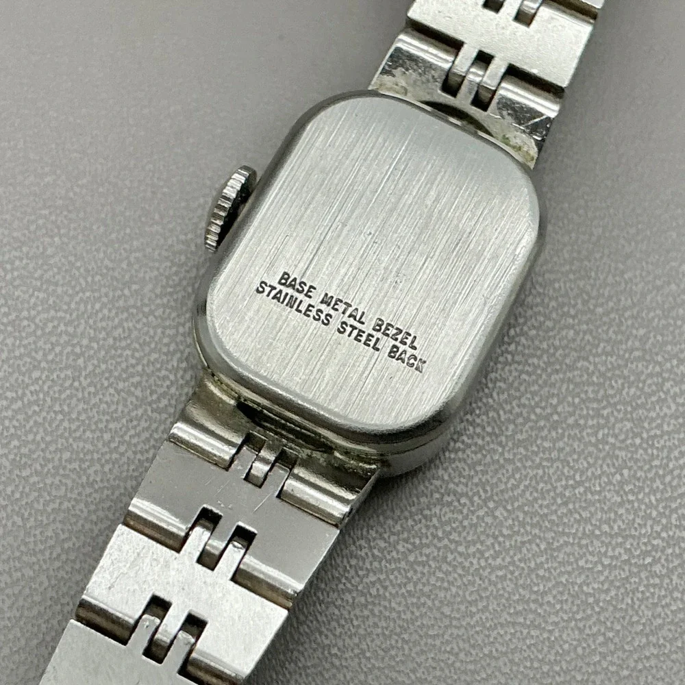 Vintage Timex Watch Womens Manual Wind Silver Tone Rectangle Bracelet Working